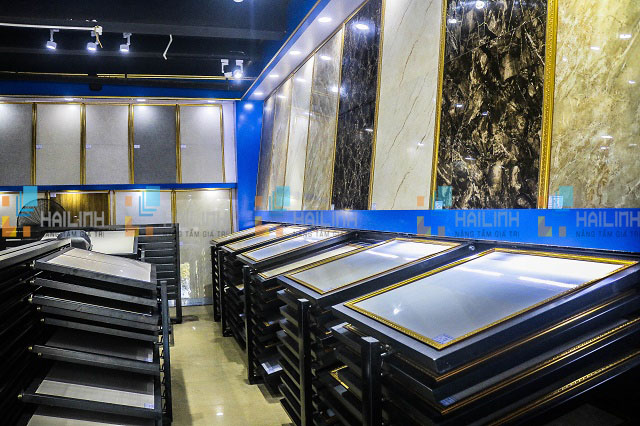 không gian trưng bày gạch ốp lát Viglacera tại tầng 1 showroom Hải Linh 1