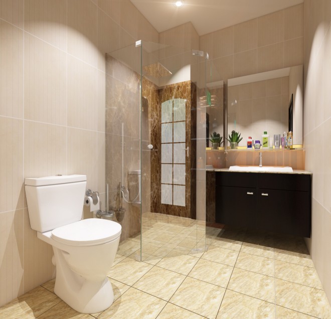 Thiết kế nội thất phòng tắm chung cư với lựa chọn gạch viglacera