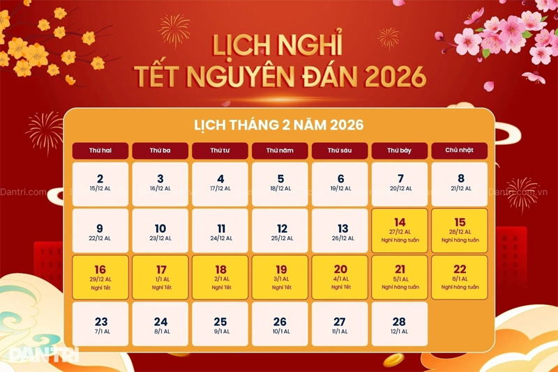 Lich nghi tet nguyen dan 2026