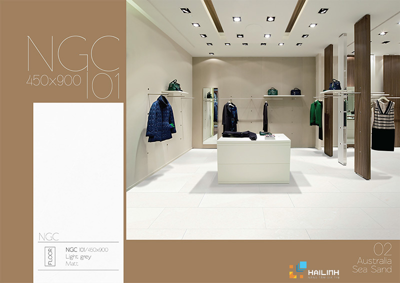 Gạch Eurotile NGC L01 sử dụng làm gạch lát nền shop thời trang