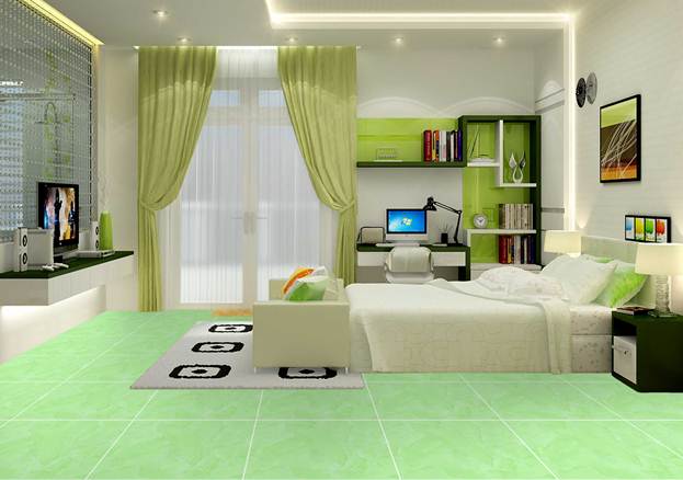 Gạch lát nền màu xanh lá cây