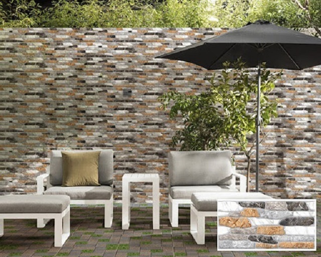 Mẫu gạch Viglacera họa tiết gồ ghề dạng 3D ốp tường, tông màu độc đáo