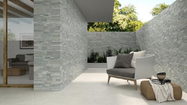 Mẫu gạch 30x60 giả đá ứng dụng ốp mặt tiền của biệt thự hiện đại, màu ghi xám đẹp chuẩn xu hướng 2022