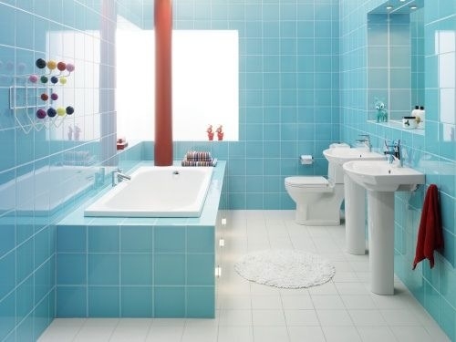 Gạch ốp tường màu xanh