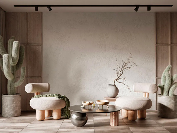 Noi that phong khach Wabi sabi