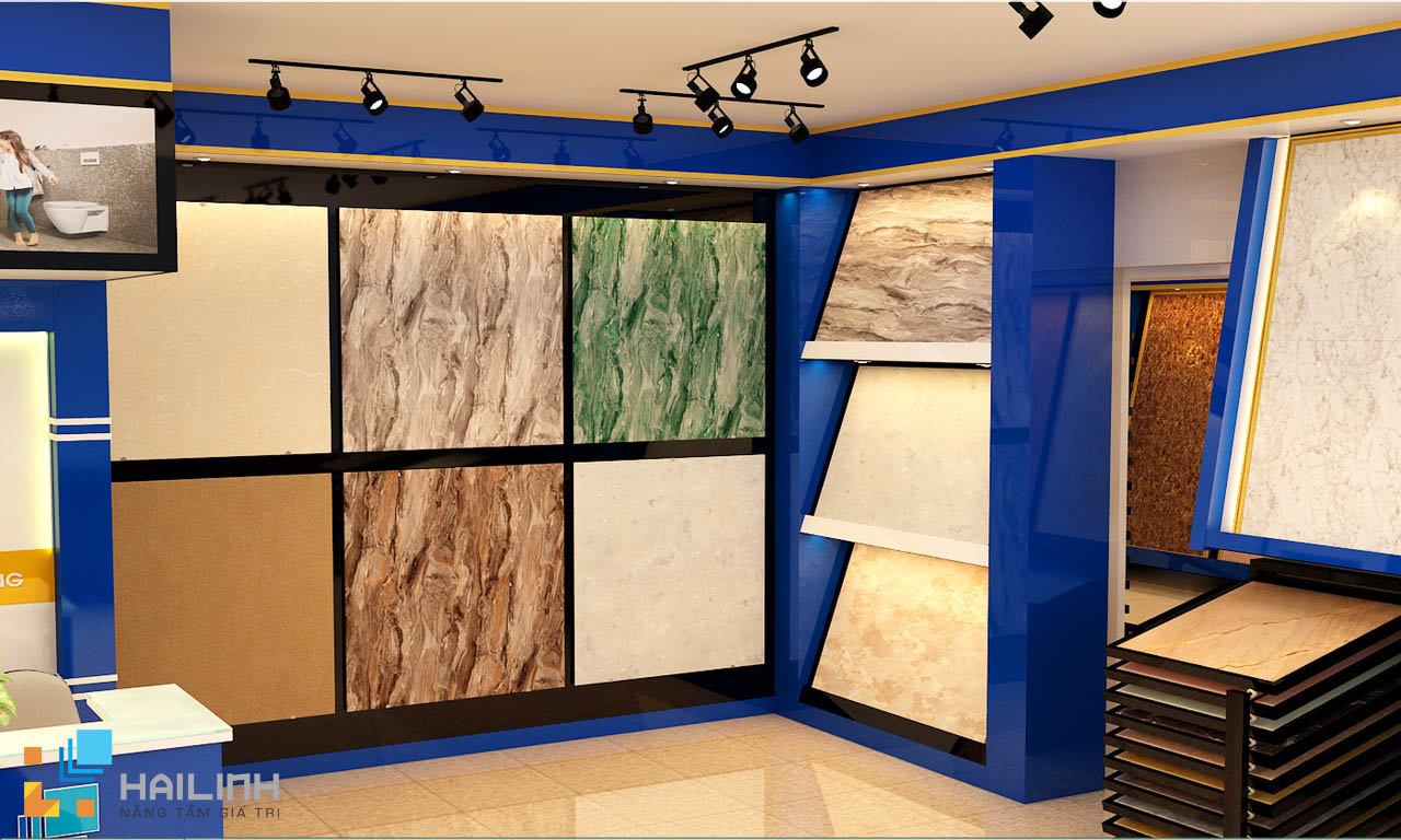 Showroom Hải Linh trưng bày và bán gạch lát nền Viglacera 80x80 Granite